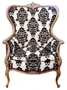 krzesło francuskie czarno-białe motywy roślinne